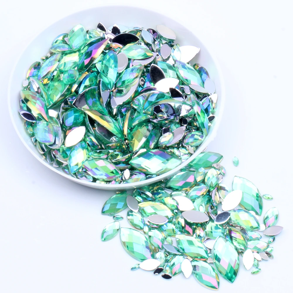 03 light green ab Стразы для ногтей 5x10 мм 5000 шт Акриловые Плоские с оборота маркизы, граненые AB цвета, акриловые стразы, блестящие бусины - Цвет: 03 light green ab