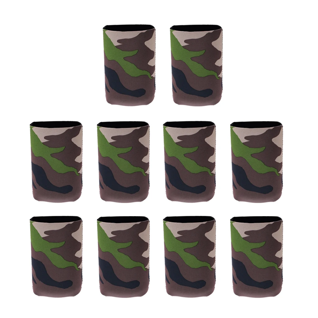 10 Camouflage Beer Can Cooler Soda Beverage Sleeve Holder Wrap Party Favor