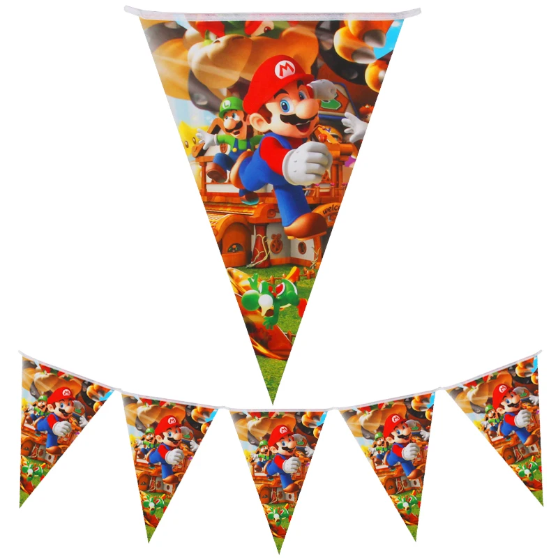 Тематический набор посуды Super Mario Bros, бумажные стаканчики/тарелки/салфетки/флаги/коробки, украшения для дня рождения, Детские сувениры, поставки шариков