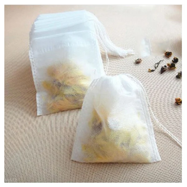100pcs Empty Teabags Environmental food grade filter paper String Heat Seal Herb Loose Tea Bag 5.5 x 7cm