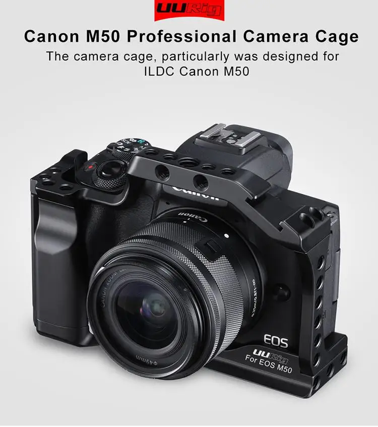 M50 M5 Arca БЫСТРОРАЗЪЕМНАЯ клетка C-M50 UURig профессиональная DSLR камера клетка для Canon EOS M50 Горячий башмак Arri отверстие 1/" 3/8" r60