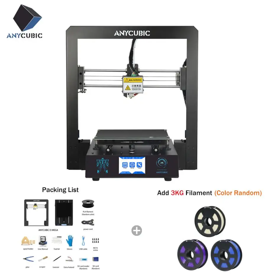 I3 Mega -Add 3KG ANYCUBIC 3d принтер I3 Мега размера плюс полный металлический каркас платформы рабочего стола промышленного класса высокой точности 3d Drucker наборы нити - Цвет: I3 Mega -Add 3KG