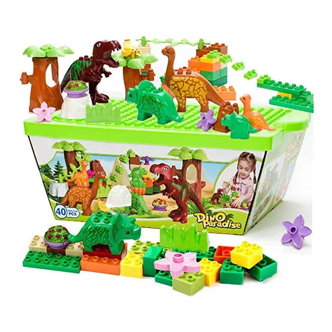 40 шт. строительные блоки пластиковая детская игрушка динозавр Юрского периода игрушка обучающий воображаемый игровой набор мир