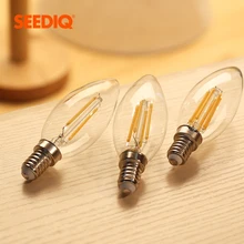 Винтаж лампа накаливания Эдисона C35 220V 240V 2W 4W 6W Ретро E14 Светодиодная лампа с регулируемой яркостью лампы в форме свечи лампы для Люстра внутреннего освещения