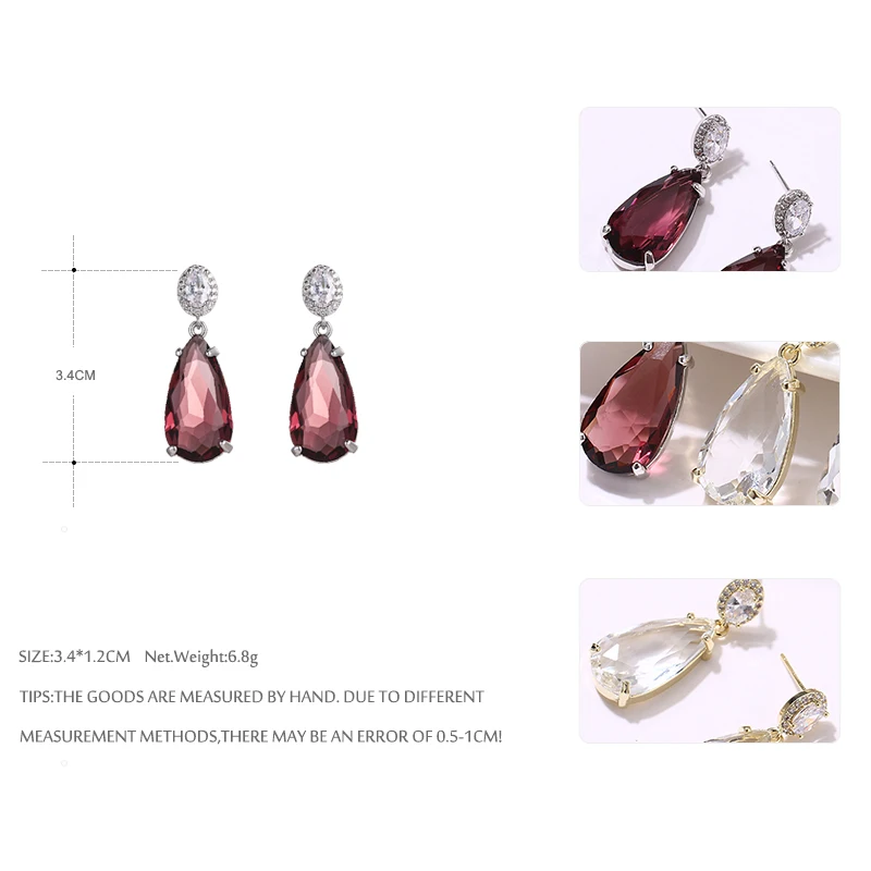 Yhpup модный бренд Bling AAA кубический цирконий висячие серьги капли воды Кристалл роскошные свадебные украшения массивные серьги S925