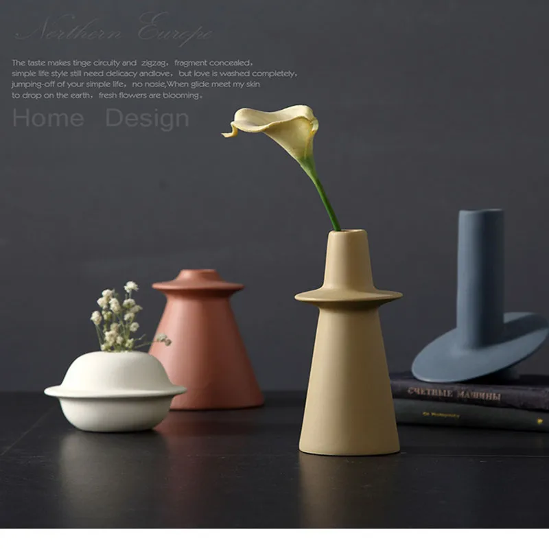 Nordic geometric irregular vase ceramic decoration creative living room dried flower vase decoration image_1