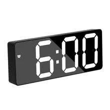 Horloge numérique en acrylique et miroir, réveil LED avec commande vocale, affichage de la température, Mode de nuit, avec commande vocale