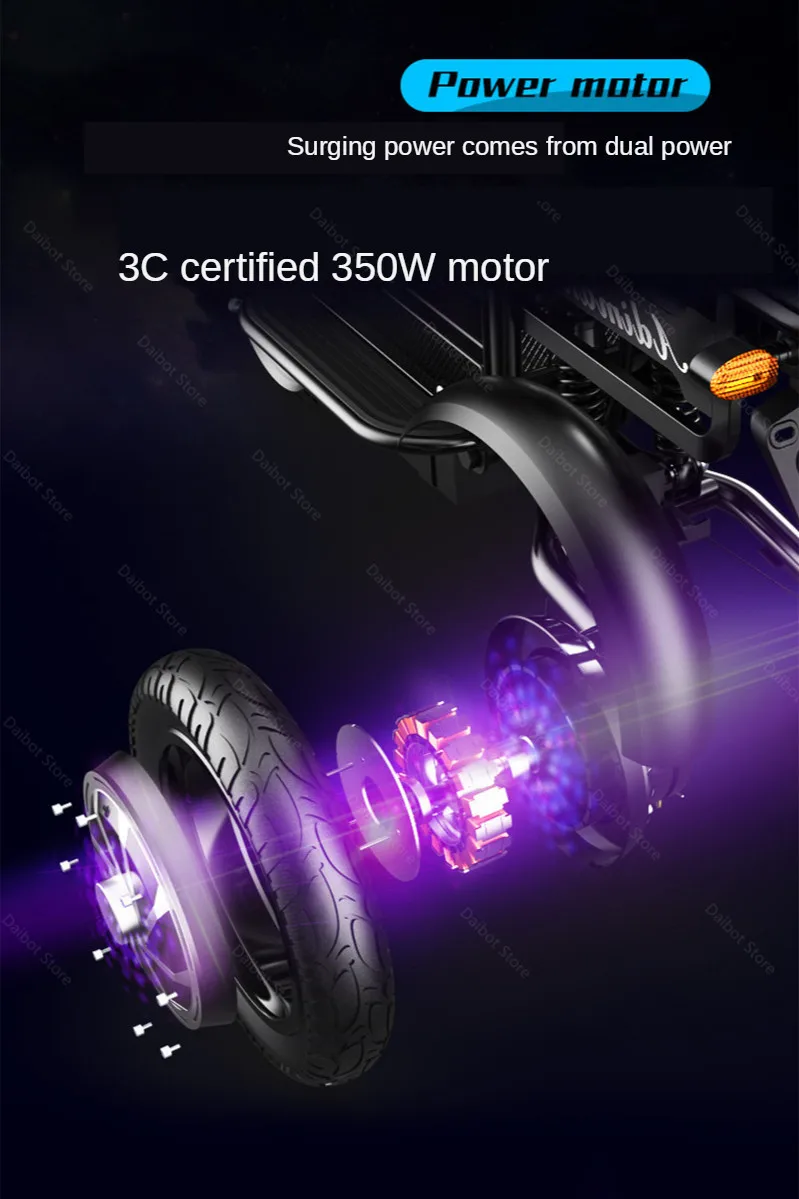 10 Inch Mini Electric Scoooter Three Wheel Electric Scooters With Backshift System 48V 350W 30AH 25KMH Electric Adult Tricycle (4)