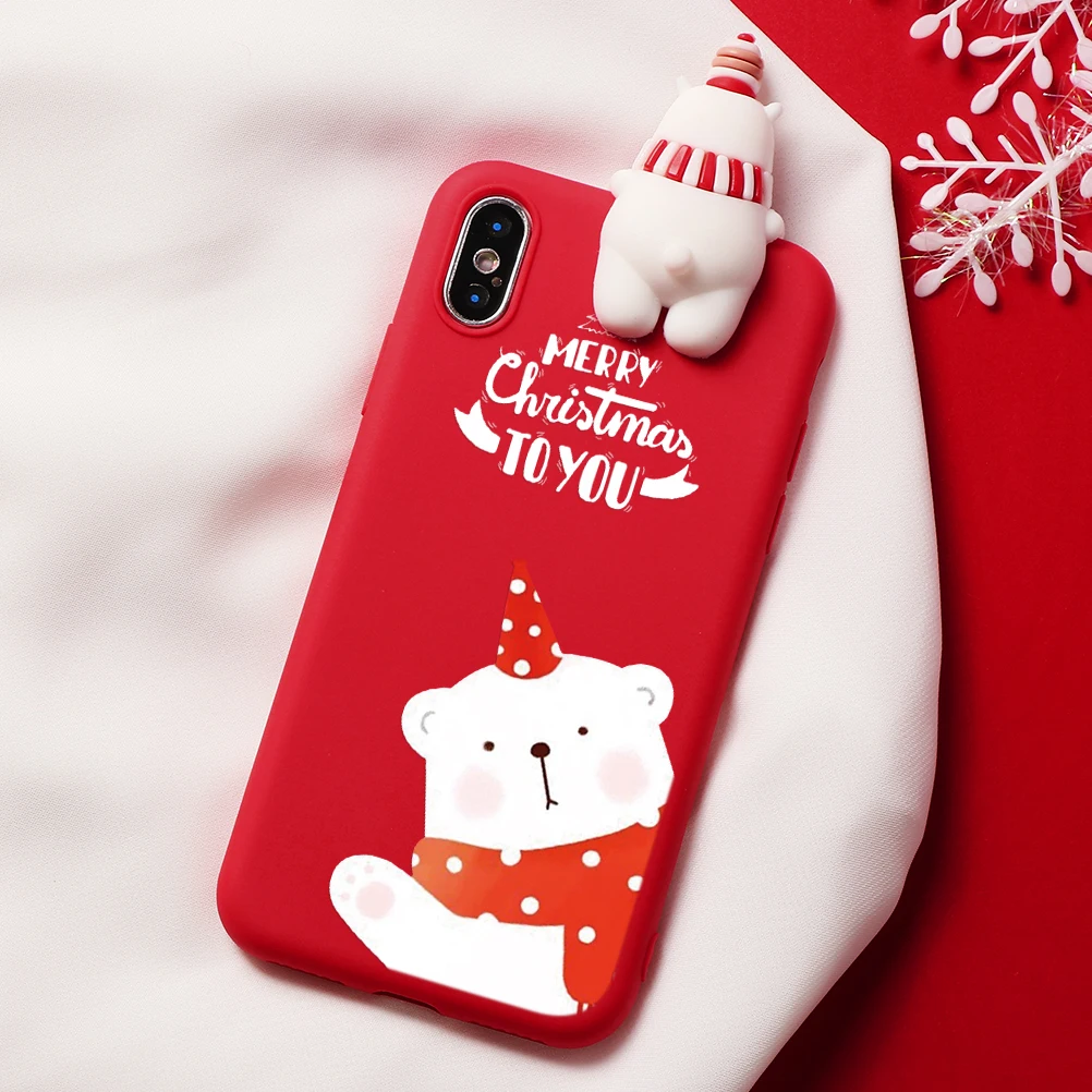 Мультяшный Рождественский Олень чехол для iphone 11 Pro XS Max XR X 5 5S Матовый ТПУ красный чехол для iphone 7 8 6 S 6 S Plus 7Plus чехол медведь - Цвет: Kbho-sdxbdyfu