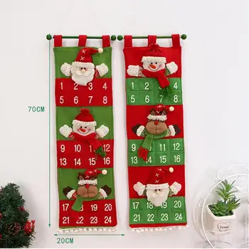 

Christmas Countdown Advent Calendar Felt Cloth Santa Claus Snowman Elk Ornaments Xmas Gift New Year Christmas Decoration