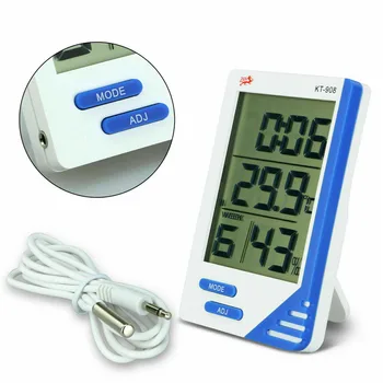 

New Digital Thermometer Hygrometer Indoor Outdoor LCD Humidity Meter Thermometer Weather Station With Clock