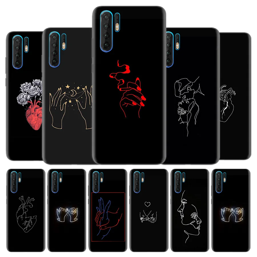 

Silicone Case for Huawei P30 P20 P10 Mate 30 20 10 Nove 5 5i Pro Lite P Smart Z Plus 2019 Cover Line art body painting