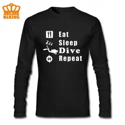 Eat Sleep Dive Repeat/забавная Мужская футболка поп-рок, большой размер, с круглым вырезом, весна-осень, 100% хлопок, с длинными рукавами, на заказ