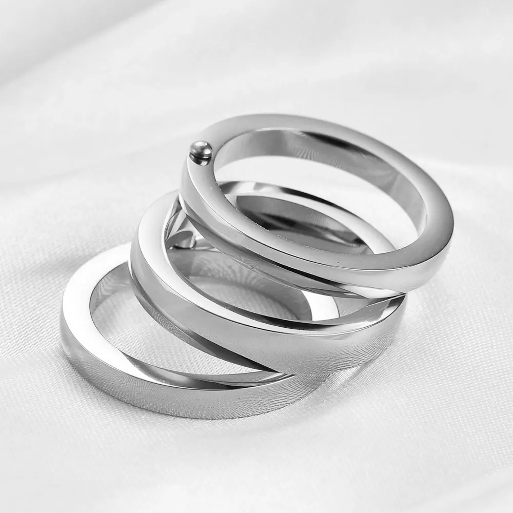 Klassischer 3-Finger-Ring für Damen, modisch, Edelstahl, 3-teilig, Ring, Verlobung, Hochzeit, Damen-Fingerschmuck im Großhandel – Detail 12