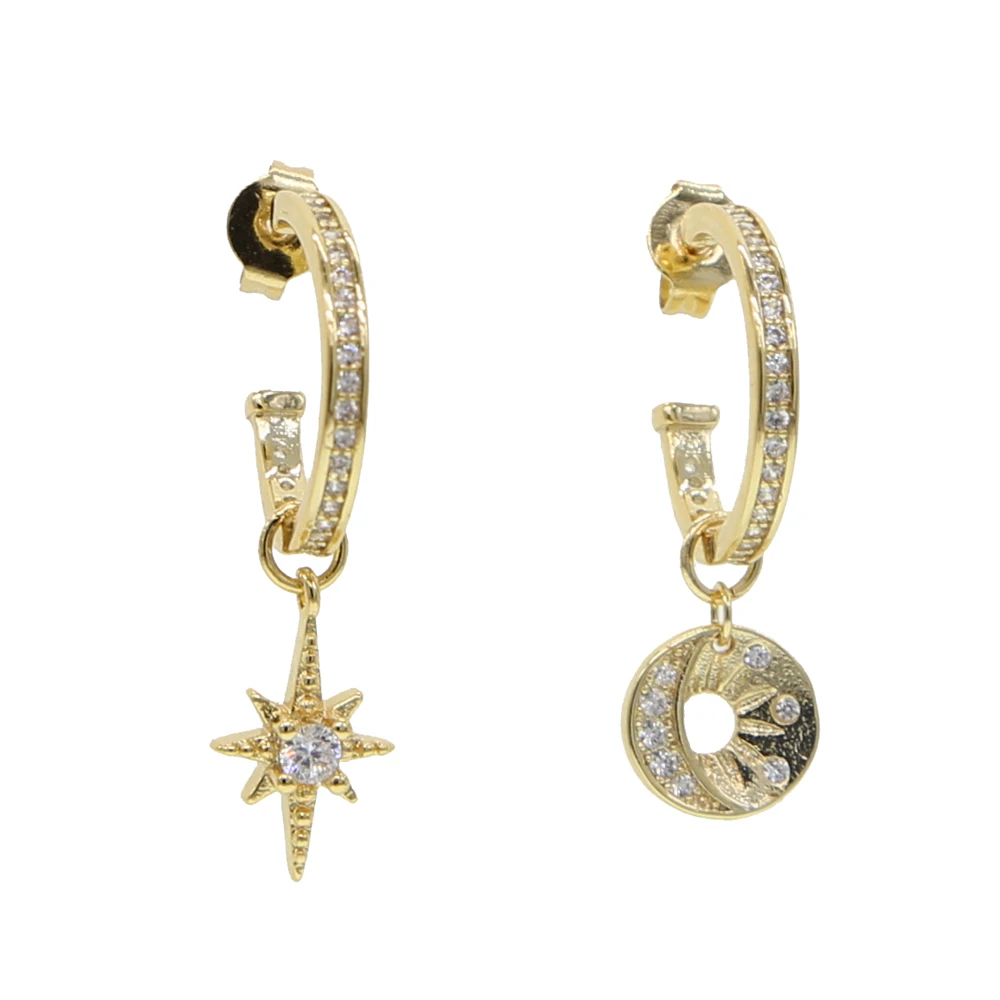 

Bohemian Earring Drop Star moon Crystal Earrings for Women Ear Cuff 2019 Fashion Boho Jewelry Gold/Silver Earring Dangle