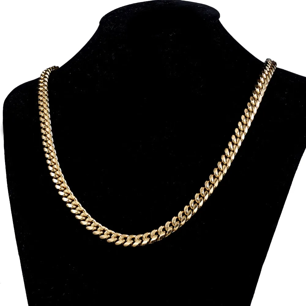 Мужские цепочки в стиле хип-хоп, ожерелье из нержавеющей стали, никогда не выцветает, высокое качество, ширина 6 мм-18 мм, кубинская цепочка, ожерелье в стиле хип-хоп, ювелирные изделия