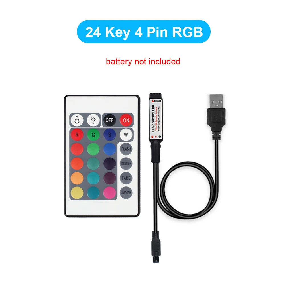 17/20/24 Key 4pin LED USB Remote Controller For DC5-24V 5050 RGB LED Strip Light 