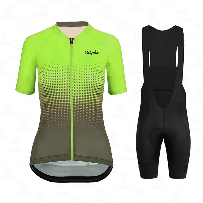 Ralvpha 2020 New Women Cycling Set MTB Bike Clothing Female Bicycle Clothes Raphaful Short Sleeve Bib Shorts Pants 19D Pad | Спорт и
