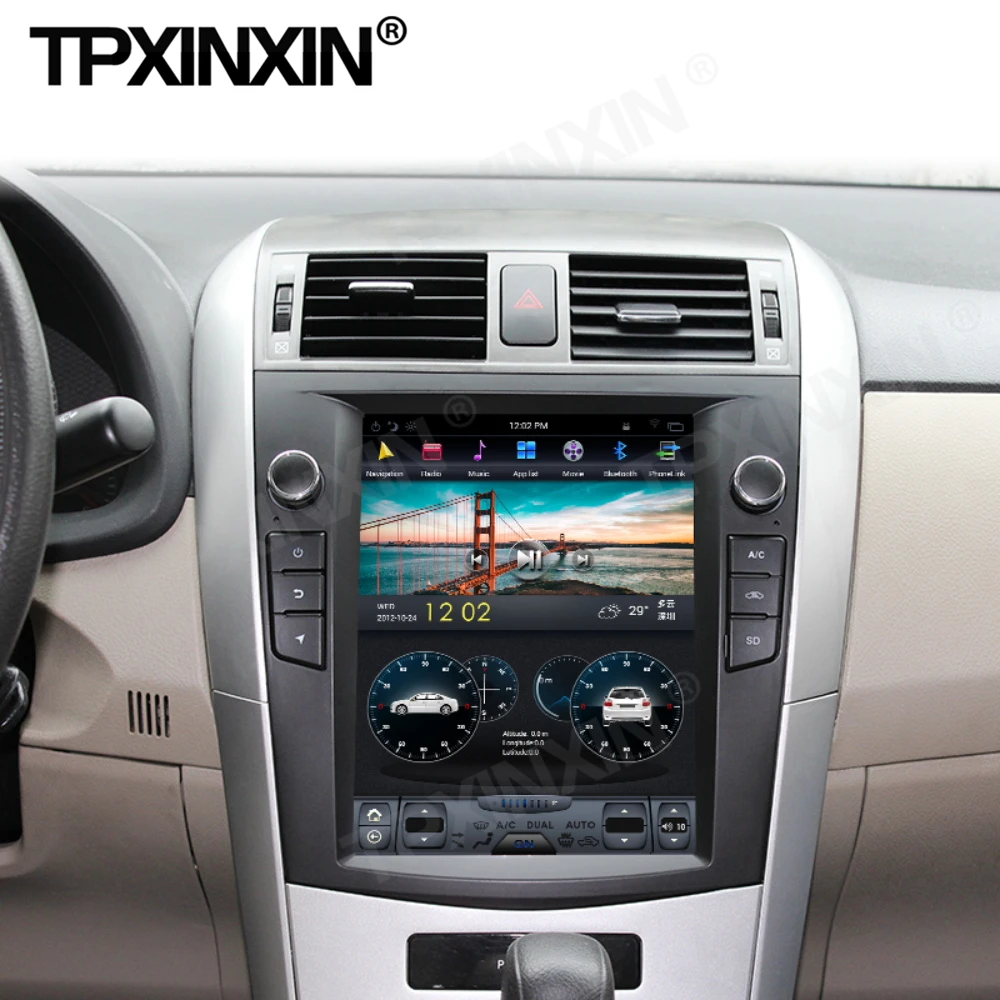 128G Tesla Screen Carplay Android Car Radio 2 Din Stereo Receiver For Toyota Corolla 2007 2008 2009 2010 2011 2012 2013 GPS Unit