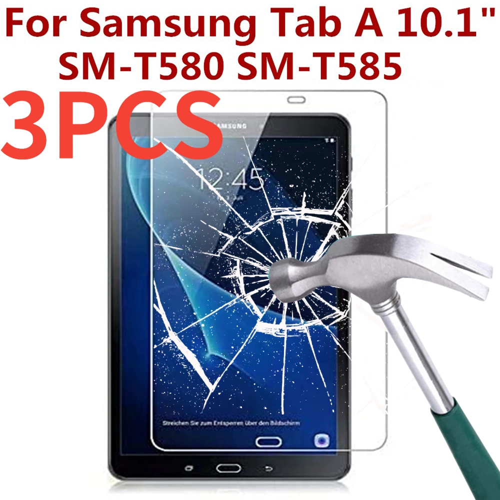 

3 упаковки Закаленное стекло протектор экрана для Samsung Galaxy Tab A 10,1 дюймов 2016 T580 T585 против отпечатков пальцев HD защитная пленка