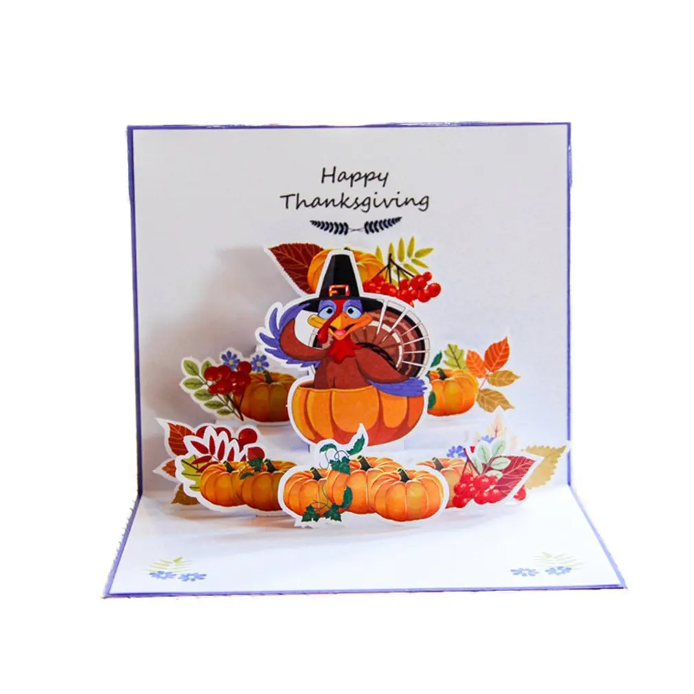 3D Pop up Card Handmade Turkey Pumpkin Pattern Card for Thanksgiving Day Anniversary Greeting Card Invitations Card