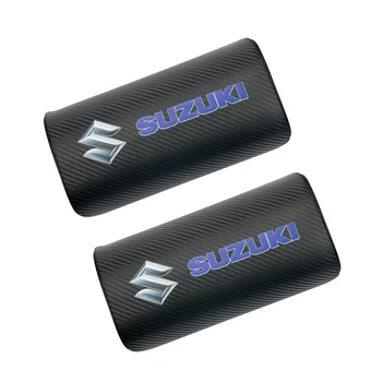 

2pcs car carbon fiber logo headrest PU leather car neck pillow For Suzukis Vitra Riana Accessories