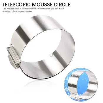 

6-12 Inch Adjustable Stainless Steel Circle Mousse Ring Baking Tool Dessert Retractable Cake Mould Bakeware Cake Decoration Tool