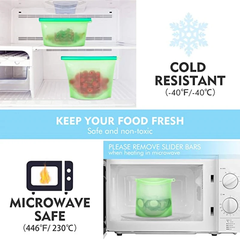 Eco-Friendly Reusable Silicone Food Preservation Bags – Airtight, Food-Grade Storage for Vegetables, Liquids, Snacks, and Meat