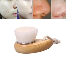 Деревянная щетка для очистки лица из мягкого волокна для глубокого очищения лица, Мягкая очищающая щетка для лица, мини массажер, Очищающая щетка, инструменты для ухода за кожей лица