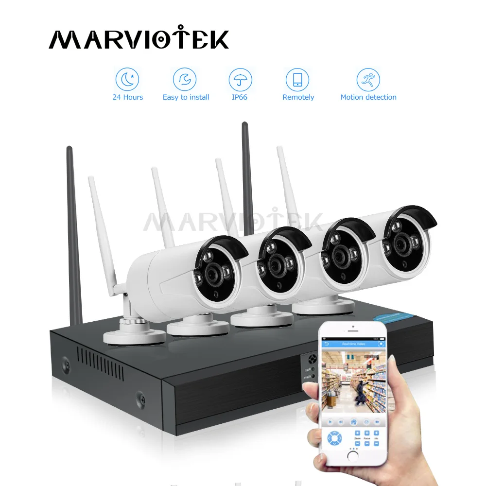 4CH cctv camera system wireless 720P Waterproof Indoor/Outdoor ip camera wifi nvr kits Wifi security camera system Home Security