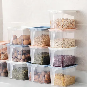 

Kitchen Transparent Storage Box Sealed Jar Grains Beans Storage Organizer Food Containers Refrigerator Storage Boxes