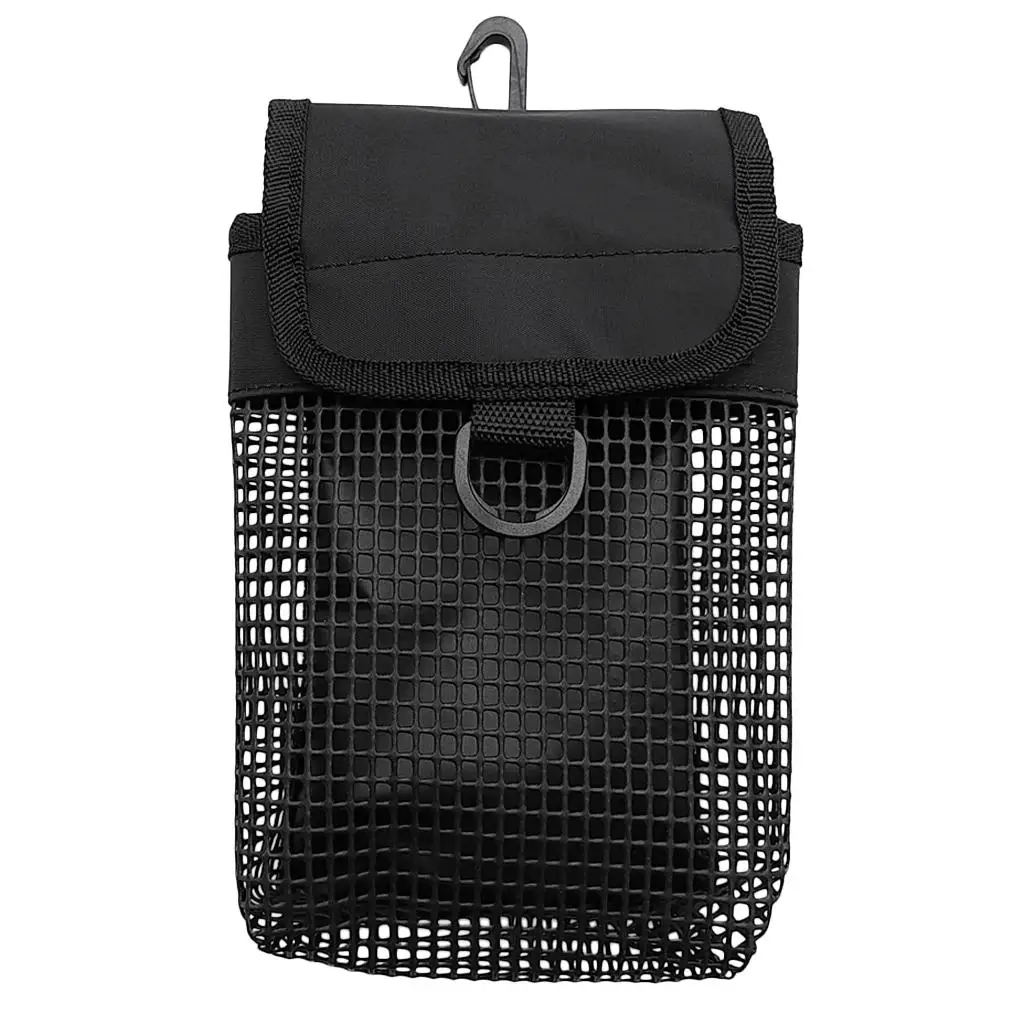 Portable Scuba Diving Reel & SMB Safety Marker Buoy Carrier Mesh Bag & Clip