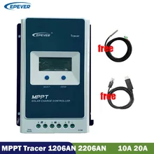 Epever mppt regulador de carga do painel solar, controlador de carga do painel solar 20a 10a 12v 24v tela lcd máx 60v painel solar 1206an 2206an