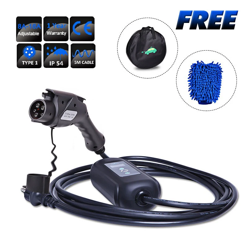 16A 3.7Kw Tipo 1 J1772 Cavo Caricatore Per Auto Elettrica Portatile Con Ce Regolabile In Corrente Per Ricarica Evse