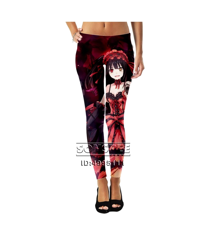 SONSPEE 3D принт аниме милые девушки Tokisaki Kurumi кошмар Девушки Дамы Женщины Средняя Талия Леггинсы сексуальные ретро лодыжки брюки A1074