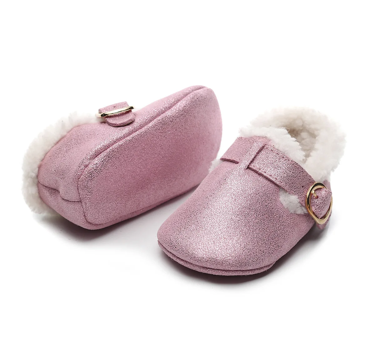 Зимняя детская обувь из замши для новорожденных; мягкая подошва для малышей из натуральной кожи; теплые мокасины для маленьких мальчиков и девочек