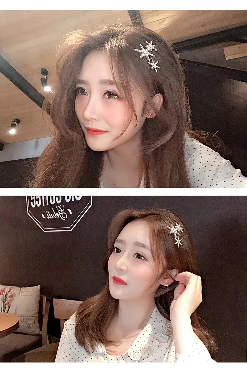 Korea Shiny Simple Moon Star Drop Tassel Rhinestone hairpin Crystal Hair Clips for Women Hair Wedding Mujer Bijoux Femme Gift