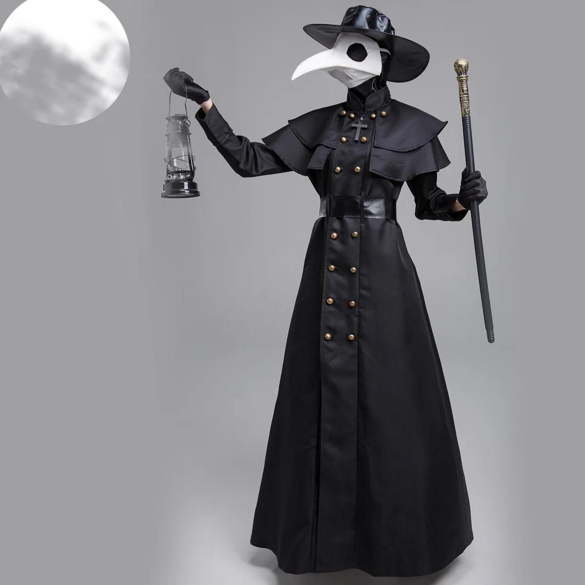 

Plague Doctor Costume Long Robe Cape Steampunk Bird Beak Mask Outfits Plague Bird Mouth Doctor Cosplay Halloween Costumes Cross