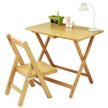 

Pupil Writing Desk Home Children's Study Table Open Lift Folding Desk Solid Wood Desk Chair