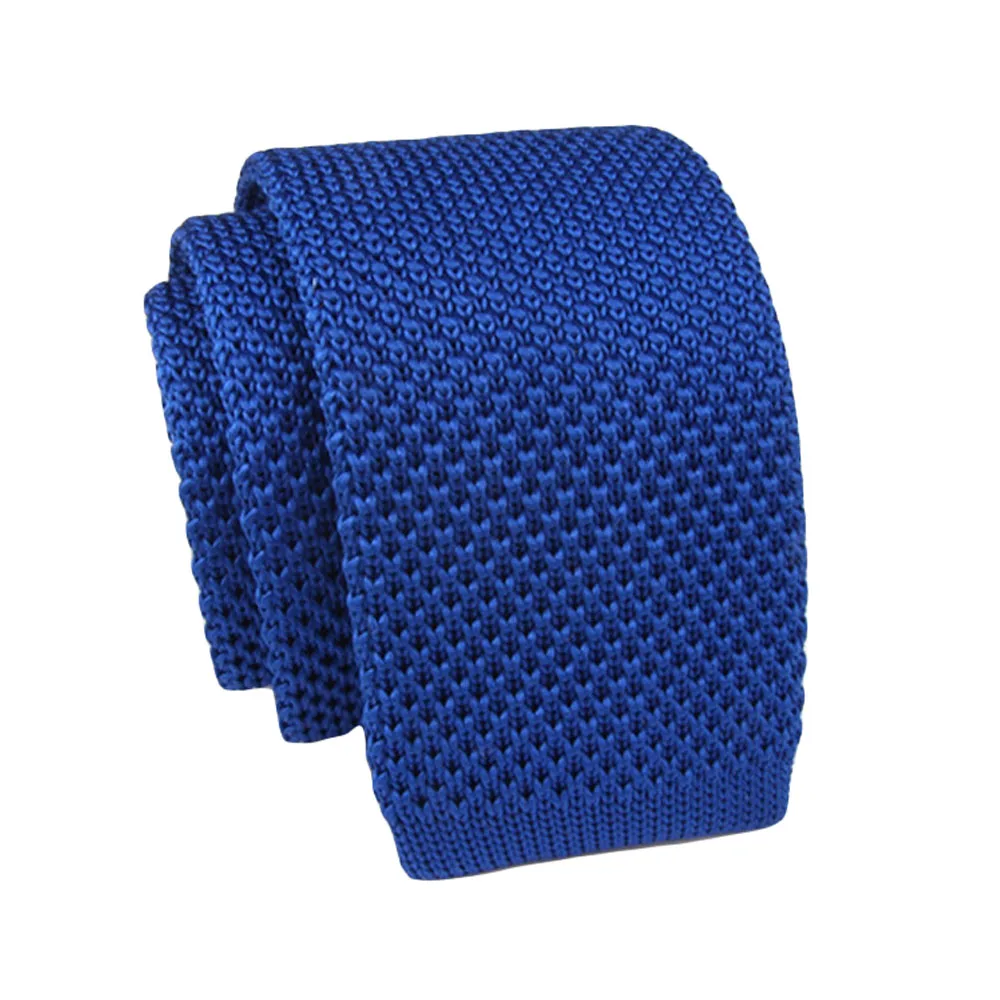 Royal Blue Мужской облегающий Вязаный Галстук 5 см, Одноцветный узкий галстук на плоской подошве - Цвет: Royal Blue