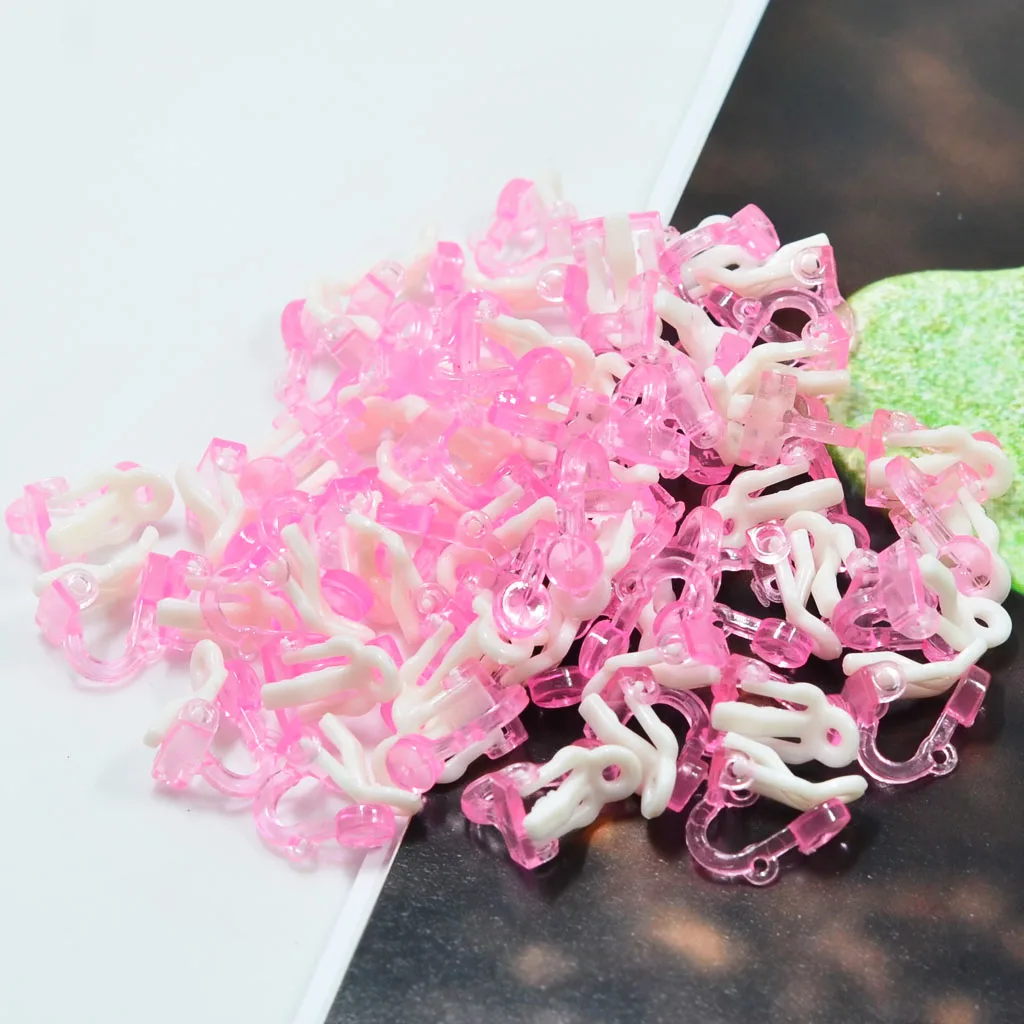100 pcs Plastic Ear Clips Base Ear Hanging No Piercing Earring Base For Children Kids