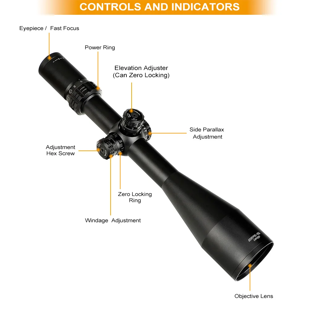 ohhunt Thin Edge 6-36X56 SF Hunting Riflescope Mil Dot Reticle Scope with Side Parallax Turret Lock Reset Tactical Optical Sight