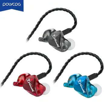 

POLVCDG D8 3.5mm Detachable Wired Earphones Line Control Bass Hifi Earbuds Quad Core Double Moving Circle In-Ear