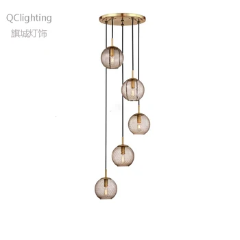 

Modern loft glass ball pendant light LED E27 Nordic hanging lamp with 2 colors for living room restaurant bedroom lobby kitchen
