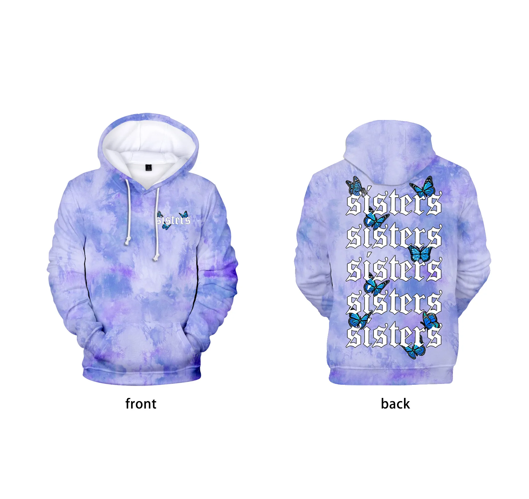 James Charles Colorful Blue Butterfly 3D Hoodies Sweatshirt Kpop 2020 Men /  Women Streetwear Letter Regular Polyester Hooded