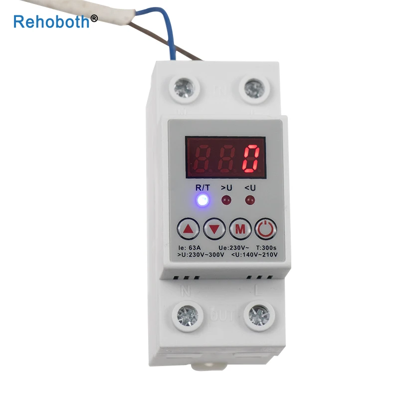 

40A 63A automatic reconnect over voltage under voltage protection protective device relay with Voltmeter voltage monitor