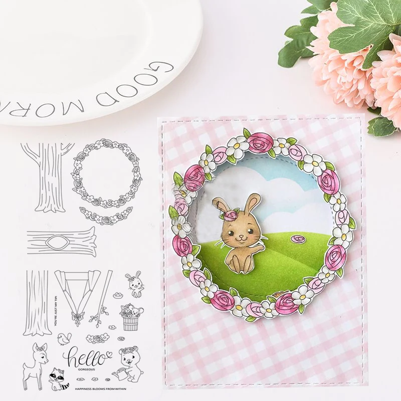 JC резиновые штампы для Scrapbooking венок дерево пень Силиконовые печати штамп-поделка трафарет альбом карты делая лист штамп