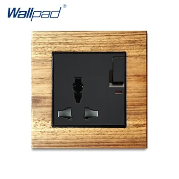 

3 Pin Universal Socket With Switch Wooden Multifunction Socket Wallpad Luxury Wall Power Sockets