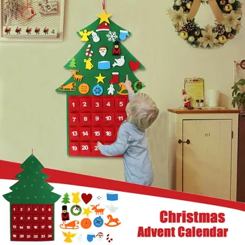 

Christmas Decorations Large Felts Christmas Advent Calendar With Pockets Non-woven fabric Santa Claus Snowman Elk Xmas Ornament