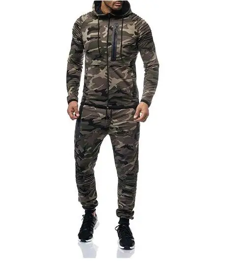 Army Green Sets Men Брендовые мужские спортивные комплекты осенние модные камуфляжные толстовки с длинными рукавами и штаны для бега хип-хоп спортивная одежда - Цвет: Army Green Sets Men